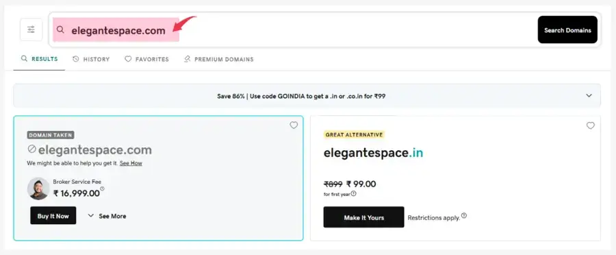 godaddy domain search