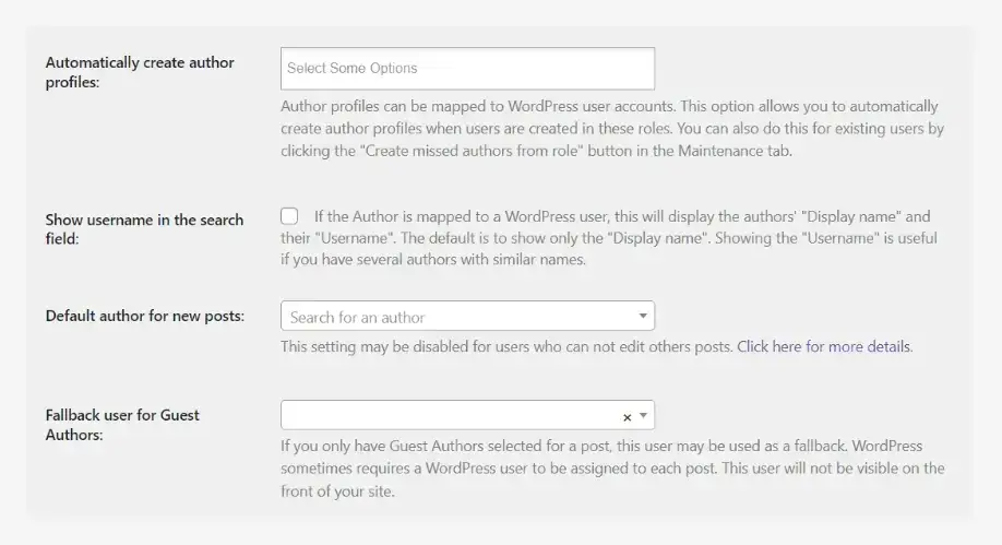 author general setting