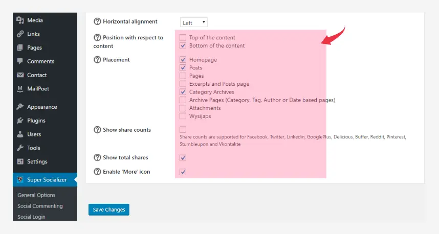insert social share button