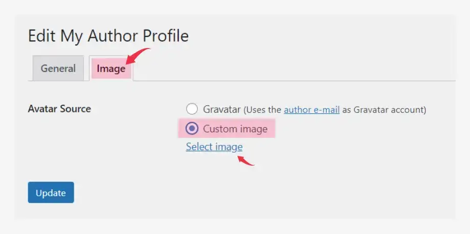 update author picture