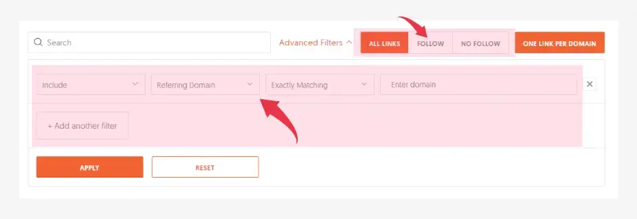 ubersuggest backlinks advanced filters