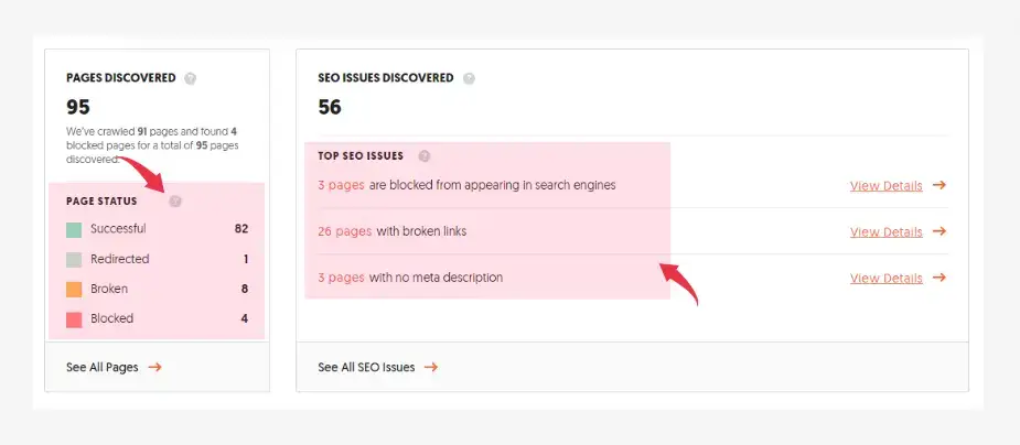 ubersuggest site audit health check