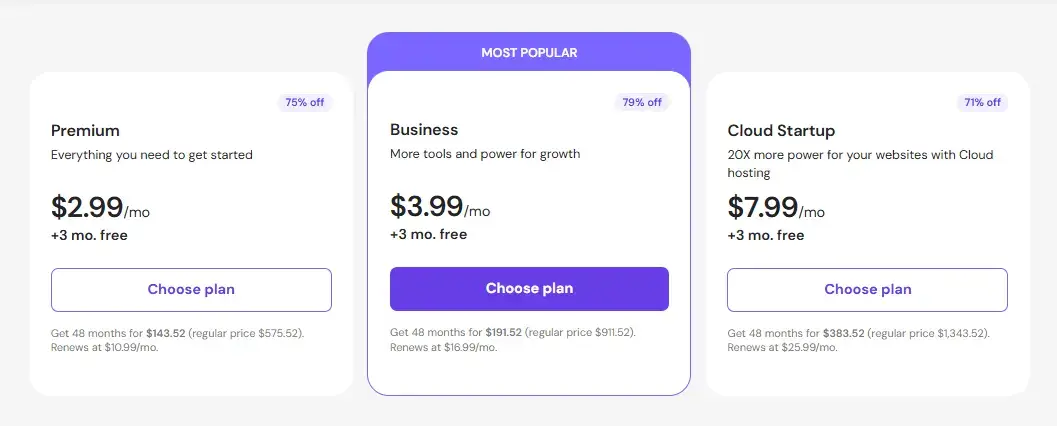hostinger web hosting plan