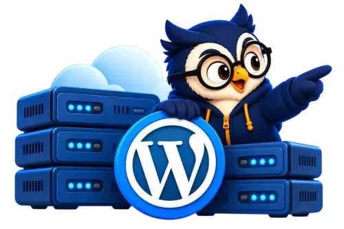 Cheerful Owl WordPress Hosting Mascot elegantespace.com